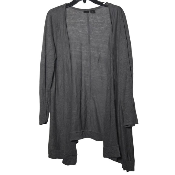 Tahari Womens 100% Linen Gray Open Front Cardigan Sweater Size Large Coastal - Picture 1 of 9